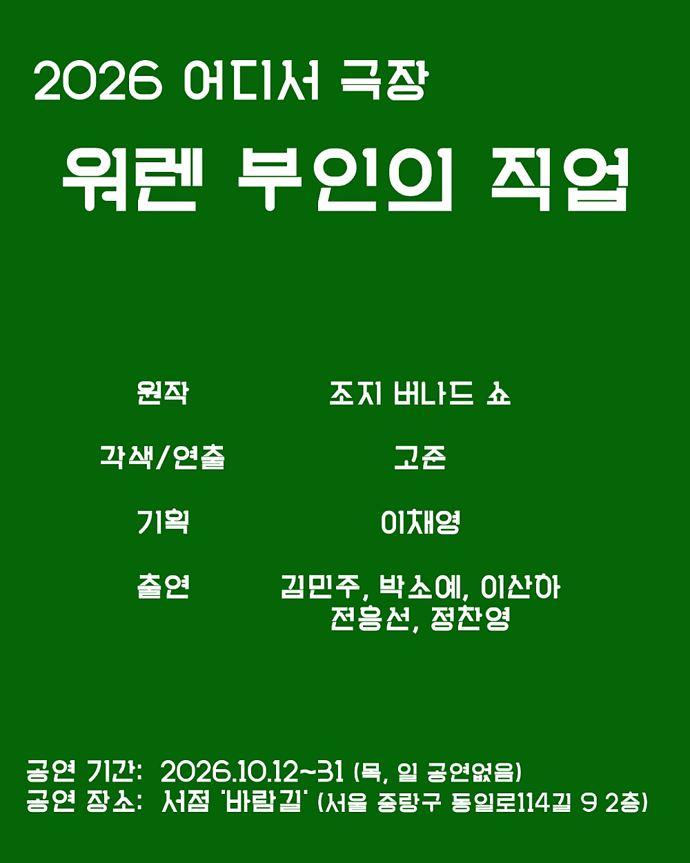 어디서극장, 워렌 부인의 직업 연극 포스터